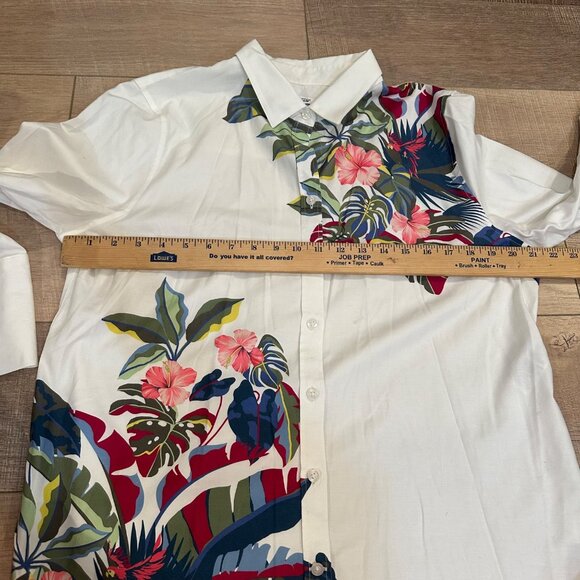 Chicos Womens Tropical Print Button-Up Shirt Size 12 Cotton Blend 3/4 Sleeves - Picture 5 of 8